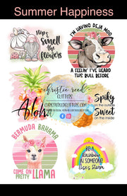 Summer Happiness Waterslide Sheet - Digital File OR Full Printed Sheet